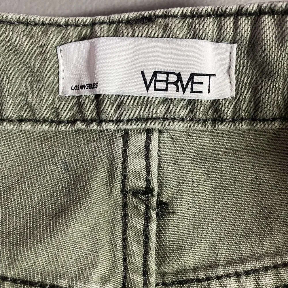 Vervet Flying Monkey Gray Cropped Jeans Womens 29 8 Wide Leg High Rise Destroyed